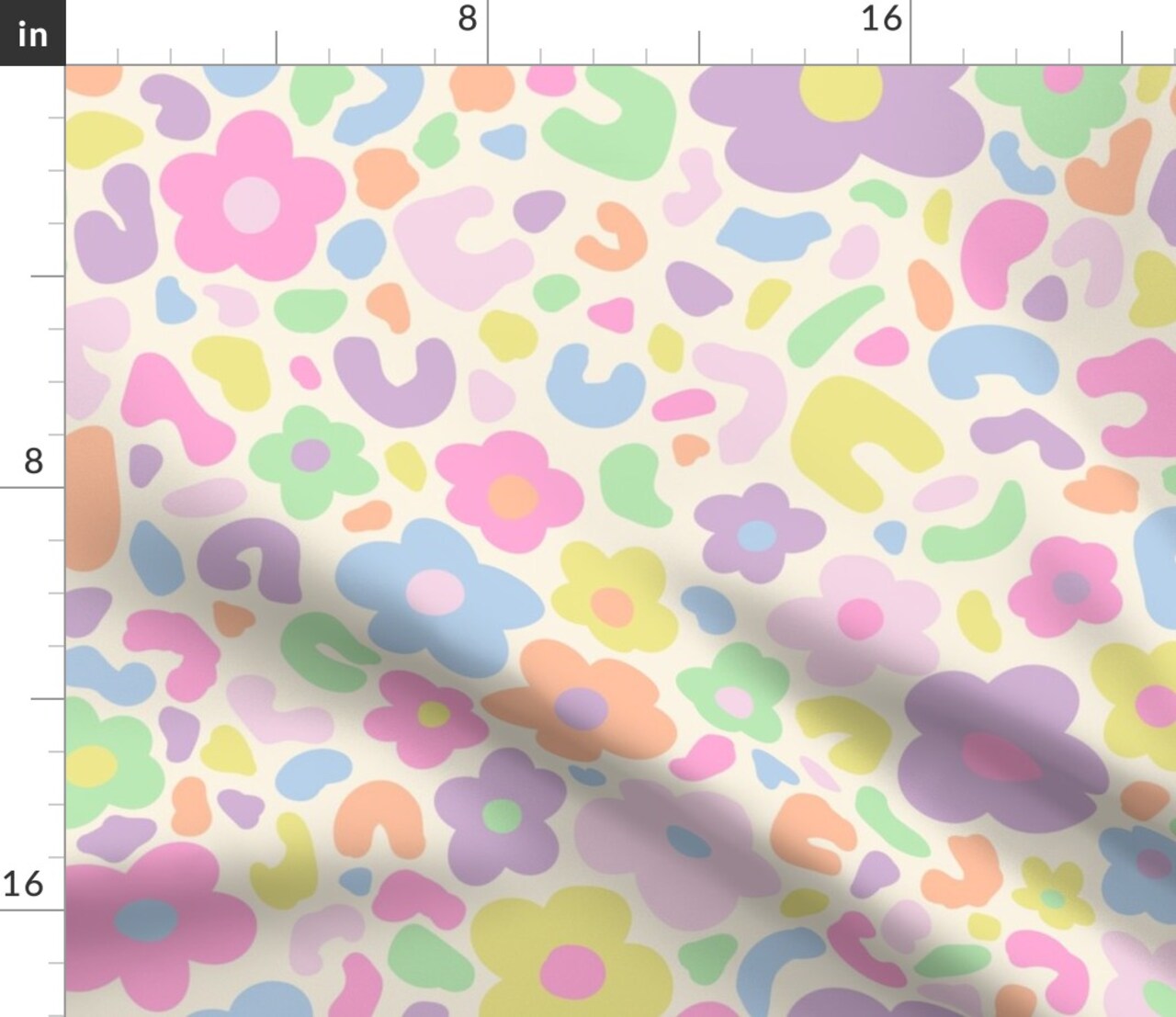 Daisies Flowers Leopard Cheetah 90S Pastel Rainbow Animals Custom Printed Fabric by Spoonflower Various Fabrics by the Yard or Fat Quarter
